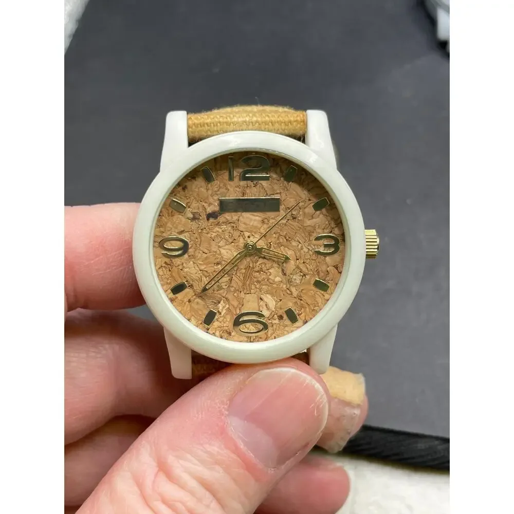 iSPROUT Diamond Corn Resin Case Quartz Watch Lot of 3 White Cork Floral Dial